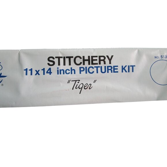 Vintage Wonder Art Wool Stitchery Tiger Picture Embroidery Kit Unworked - Picture 7 of 10